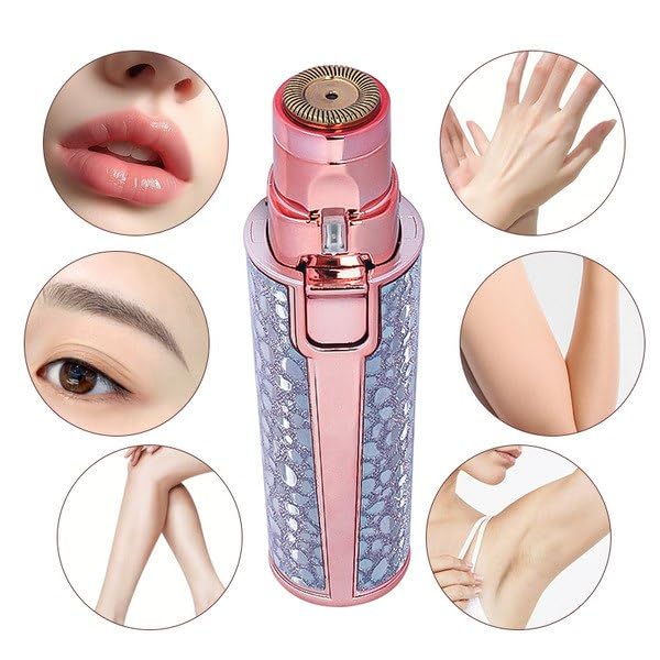 Eyebrow Trimmer and Hair Removal Device, Rose Gold, Model HX-201, USB Rechargeable, Professional Ladies Shaver Battery Operated