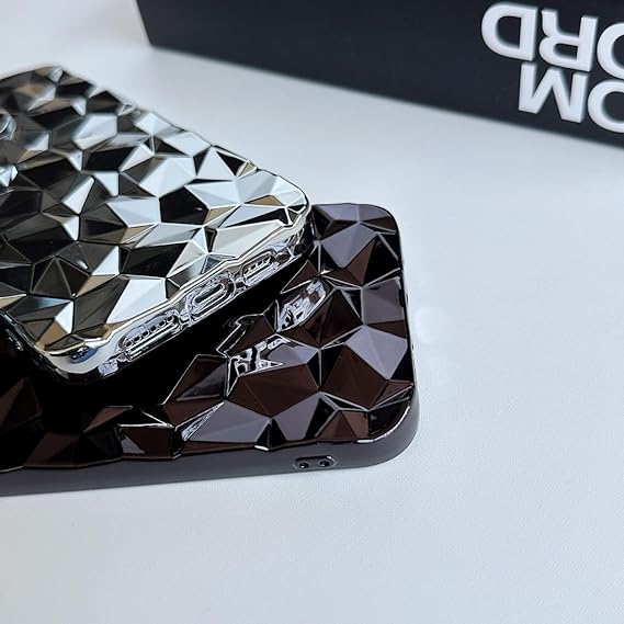 Luxury Girl's Phone Case for iPhone 15 14 13 12 11 Pro Max Plus Glitter Bling 3D Cube Diamond Marble Soft TPU Shockproof Cover