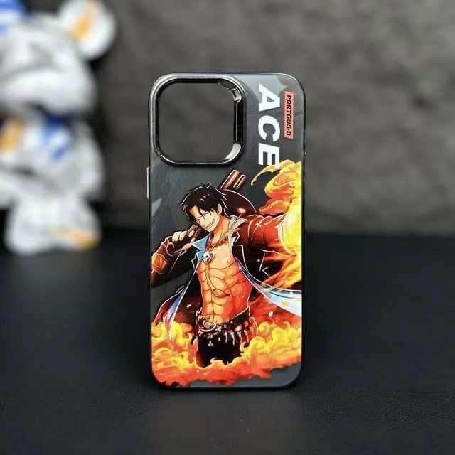 ONE PIECE ACE Phone Case Cartoon Anime Colorful Shockproof Anti-fall Phone Cover Case for IPhone 11 ,12 ,13 ,14 Promax