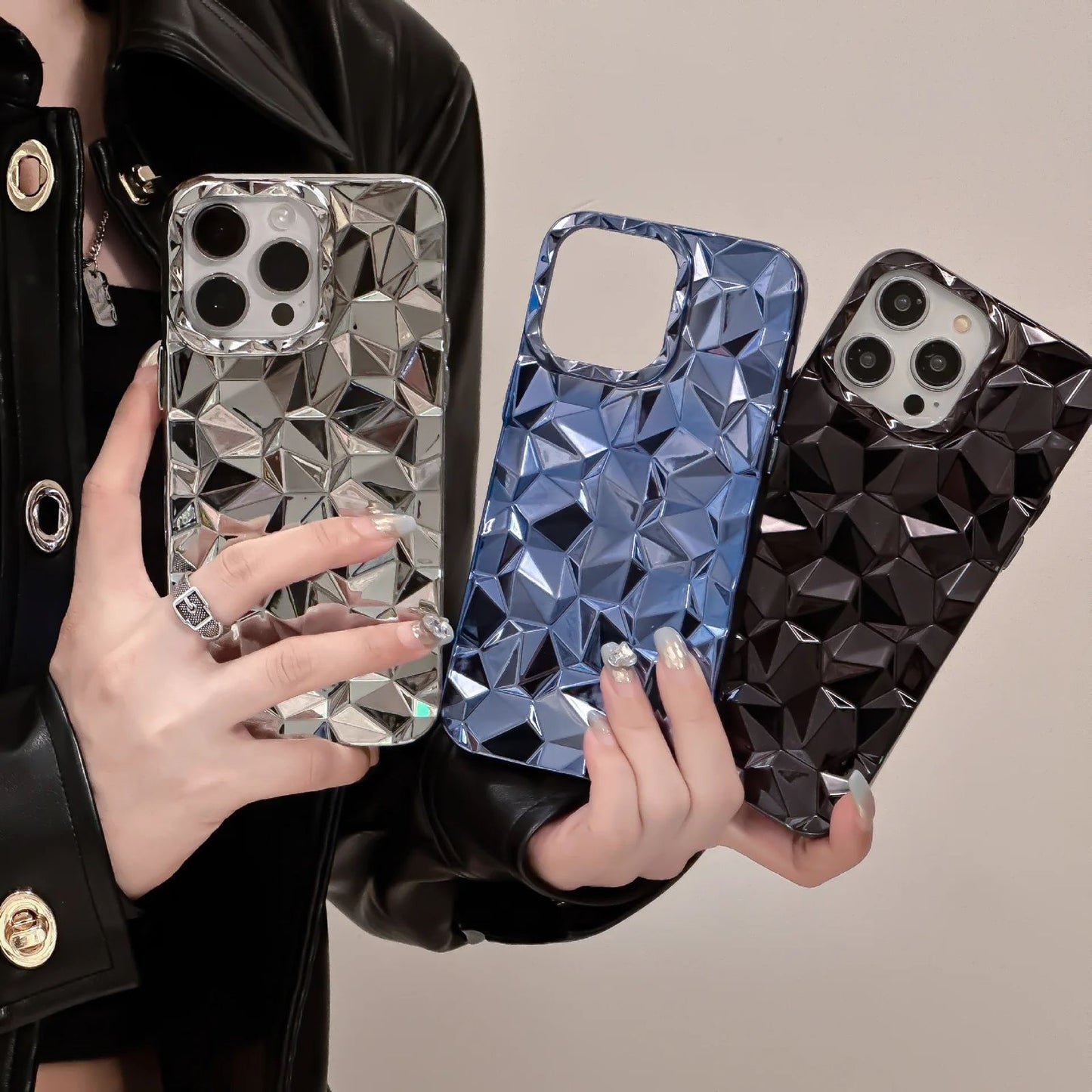 Luxury Girl's Phone Case for iPhone 15 14 13 12 11 Pro Max Plus Glitter Bling 3D Cube Diamond Marble Soft TPU Shockproof Cover