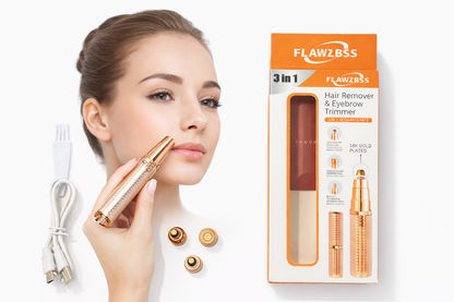 3-in-1 Rechargeable Eyebrow Shaper & Facial Hair Trimmer – USB Beauty Grooming Tool for Eyebrow, Nose & Body Hair