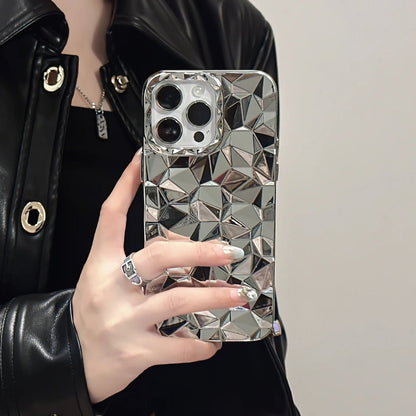 Luxury Girl's Phone Case for iPhone 15 14 13 12 11 Pro Max Plus Glitter Bling 3D Cube Diamond Marble Soft TPU Shockproof Cover