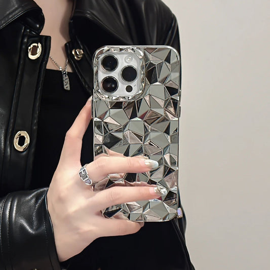 Luxury Girl's Phone Case for iPhone 15 14 13 12 11 Pro Max Plus Glitter Bling 3D Cube Diamond Marble Soft TPU Shockproof Cover