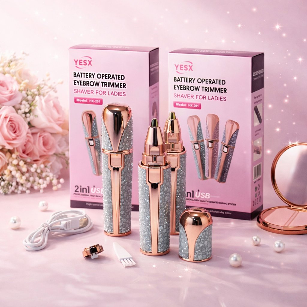 2-in-1 Epilator Facial Hair  Remover & Eyebrow Trimmer  for Face Lips, Chin, Eyebrow, Bikini  Women’s Groomer rechargeable