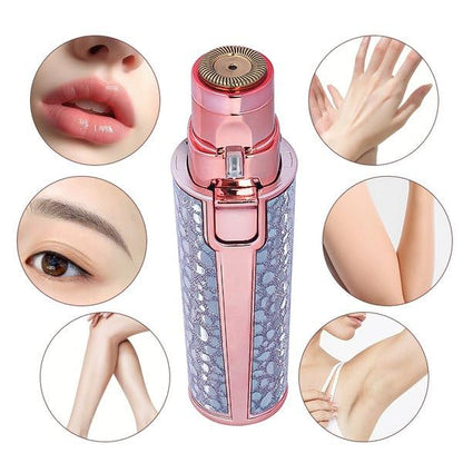 Eyebrow Trimmer and Hair Removal Device, Rose Gold, Model HX-201, USB Rechargeable, Professional Ladies Shaver Battery Operated