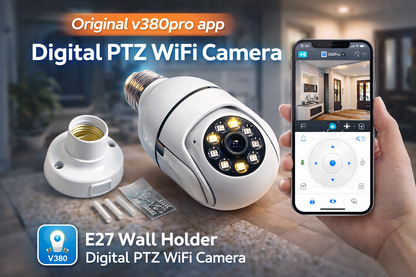 Wireless WIFI Bulb Holder security camera 1080P HD Ai Motion Detection v380 pro day and night vision PTZ