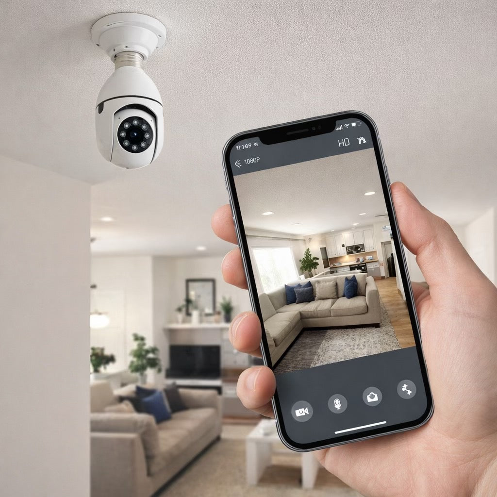 Wireless WIFI Bulb Holder security camera 1080P HD Ai Motion Detection v380 pro day and night vision PTZ