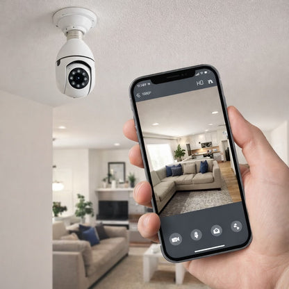 Wireless WIFI Bulb Holder security camera 1080P HD Ai Motion Detection v380 pro day and night vision PTZ