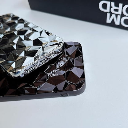Luxury Girl's Phone Case for iPhone 15 14 13 12 11 Pro Max Plus Glitter Bling 3D Cube Diamond Marble Soft TPU Shockproof Cover