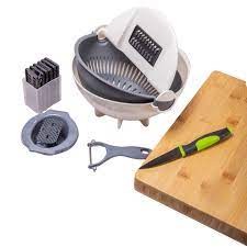 Hand held spiralizer 9-1-Multi-Functional Vegetable Cutter & Grater Bowl with 7 Interchangeable Blades – Kitchen Slicer Set