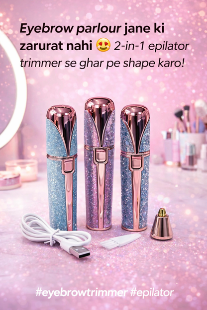 2-in-1 Epilator Facial Hair  Remover & Eyebrow Trimmer  for Face Lips, Chin, Eyebrow, Bikini  Women’s Groomer rechargeable