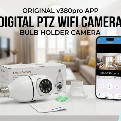 Wireless WIFI Bulb Holder security camera 1080P HD Ai Motion Detection v380 pro day and night vision PTZ