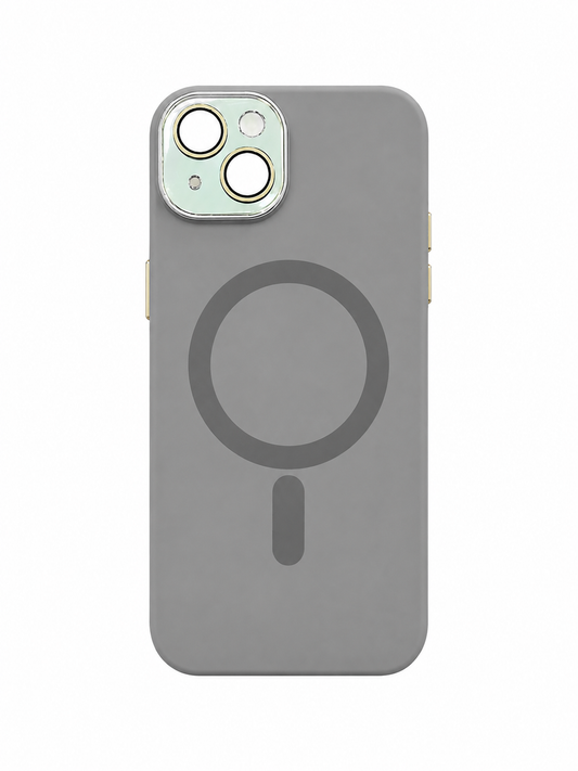 Premium MagSafe Silicone Case for iPhone – Shockproof Soft-Touch Protective Cover with Camera Lens Protection (Gray)