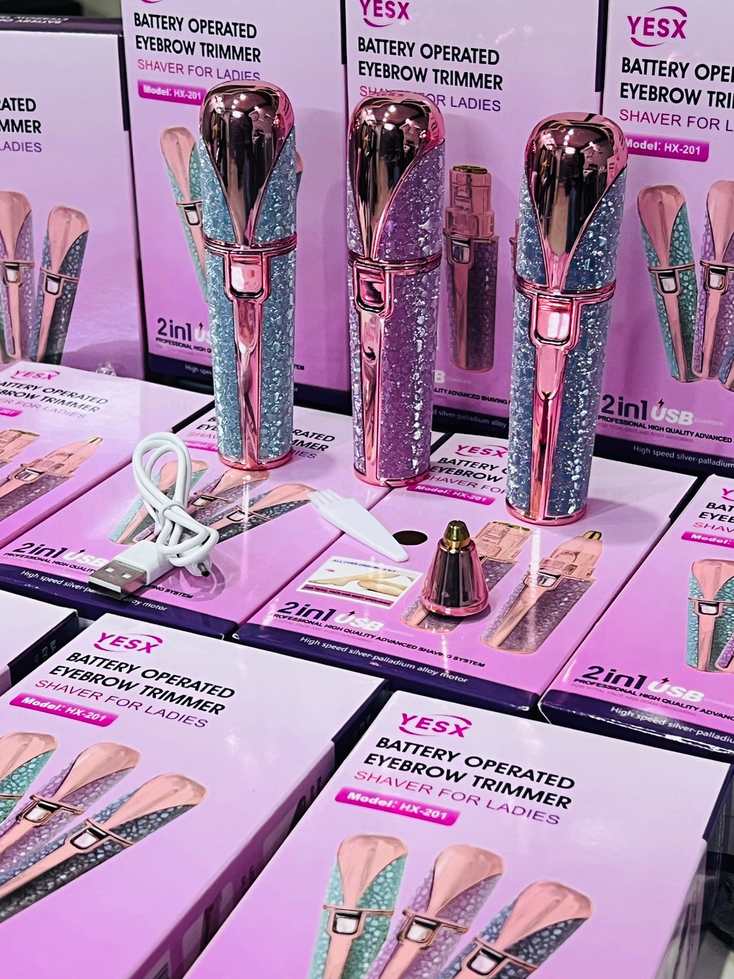 2-in-1 Epilator Facial Hair  Remover & Eyebrow Trimmer  for Face Lips, Chin, Eyebrow, Bikini  Women’s Groomer rechargeable