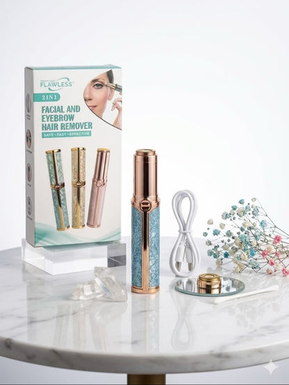 Flawless 2-in-1 Facial & Eyebrow Hair Remover – Rechargeable Face Trimmer for Women