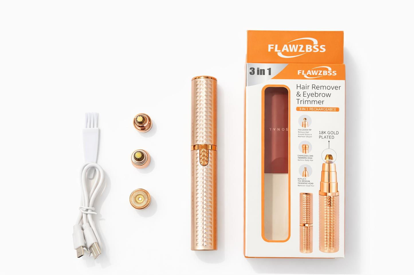 3-in-1 Rechargeable Eyebrow Shaper & Facial Hair Trimmer – USB Beauty Grooming Tool for Eyebrow, Nose & Body Hair
