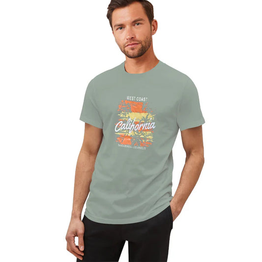California Beach Sunset And Palm Tee Men's