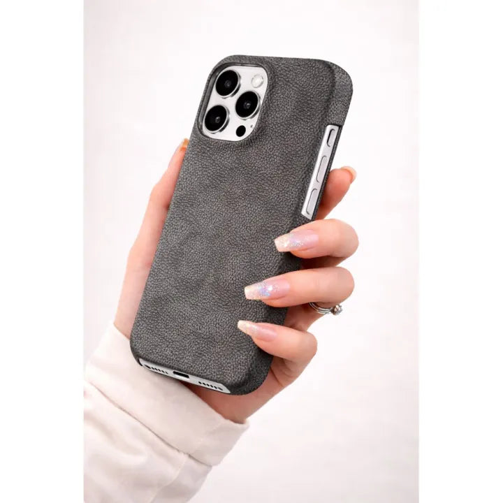 Luxury Brand Gold Plate Rim Classic Pattern Leather Back Bling Golden Metal Nameplate, Camera Protection Cover, Non Slip Shockproof Protective, Black