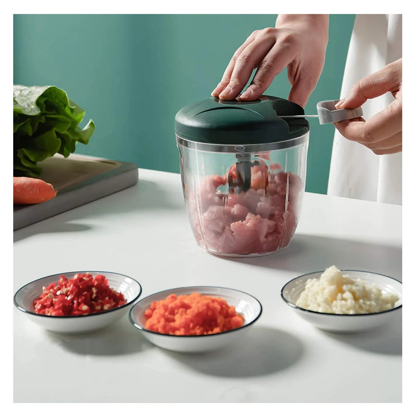 Manual Vegetable & Meat Chopper with Sharp Blades – Kitchen Food Processor