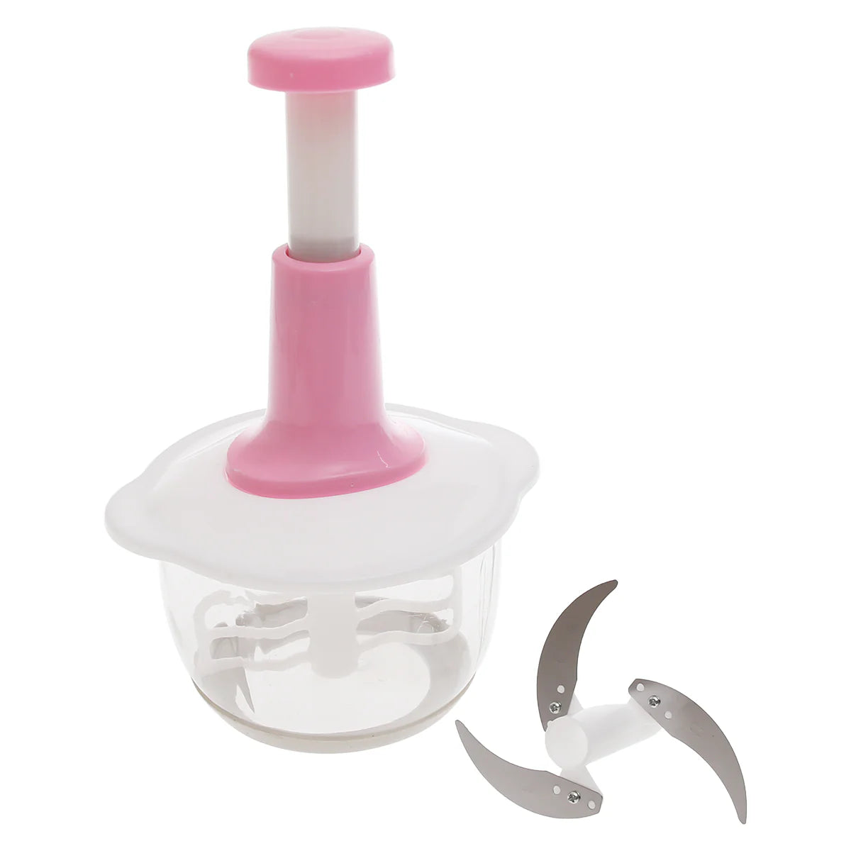 Multi-Function Hand Pushing Cooker Chopper 2 litter Full size with 4-Blades, Beater,Slicer Shredder & Grater